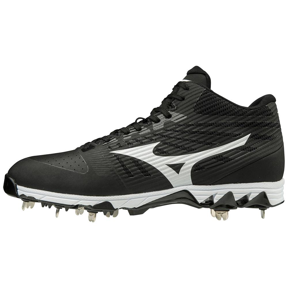 Mizuno 9-Spike Ambition Mid Metal - Erkek Beyzbol Ayakkabısı - Siyah/Beyaz Türkiye (AEGSKV-812)